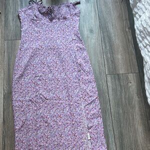 SHEIN Lavender Floral Bodycon Midi Dress